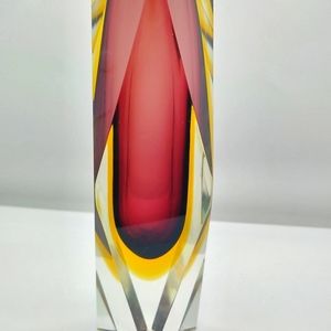 SOLD.         Vintage Sommerso Murano Glass Vase Luigi Mandruzzat